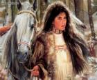 Indian κορίτσι με το άλογό του